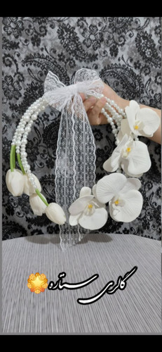 دسته گل عروس لاله و ارکیده لمسی سبک اروپایی