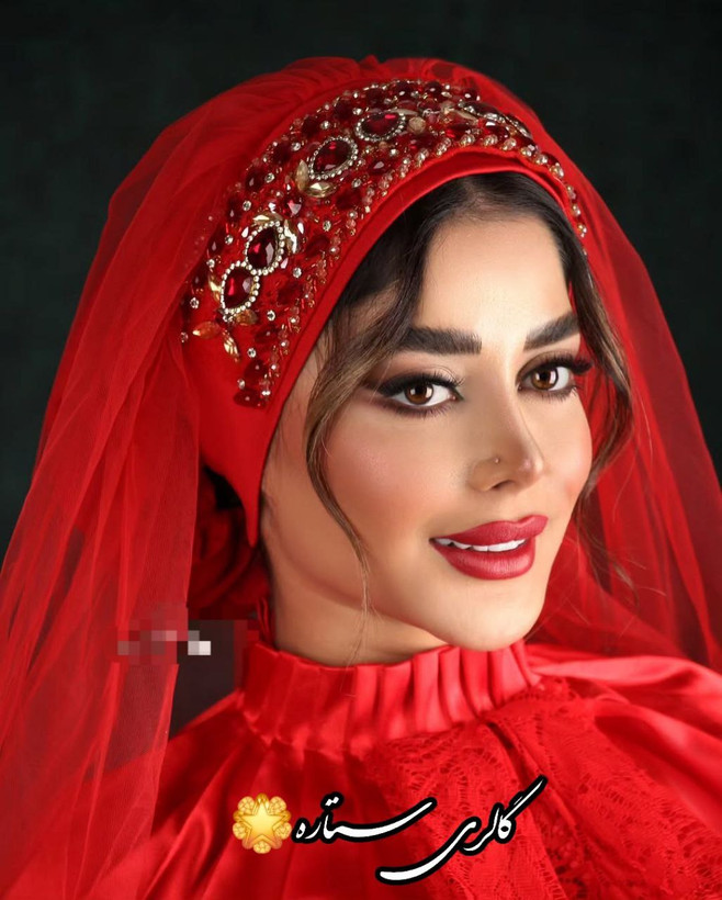 توربان مجلسی قرمز جواهر دوزی شده با سنگ اتریشی و کریستال