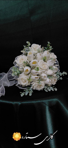 مدل جدید دسته گل لوکس عروس با دیزاین ژپسوفیلا و اکالیپتوس
