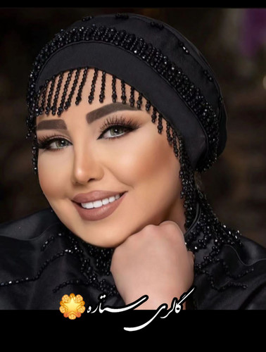 توربان مجلسی جواهردوزی مدل بهنوش با دیزاین کریستال و مروارید