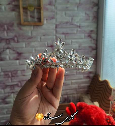 تاج عروس وارداتی مدل ملکه ای با دیزاین سنگ اتریشی و نگین
