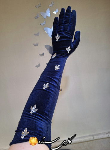 دستکش مخمل مدل گل لاله_ بلند