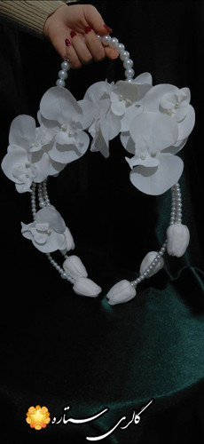 دسته گل عروس لاله و ارکیده لمسی مدل اروپایی