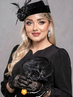 کلاه برژه( دوطبقه) با دیزاین گل رز و کریستال